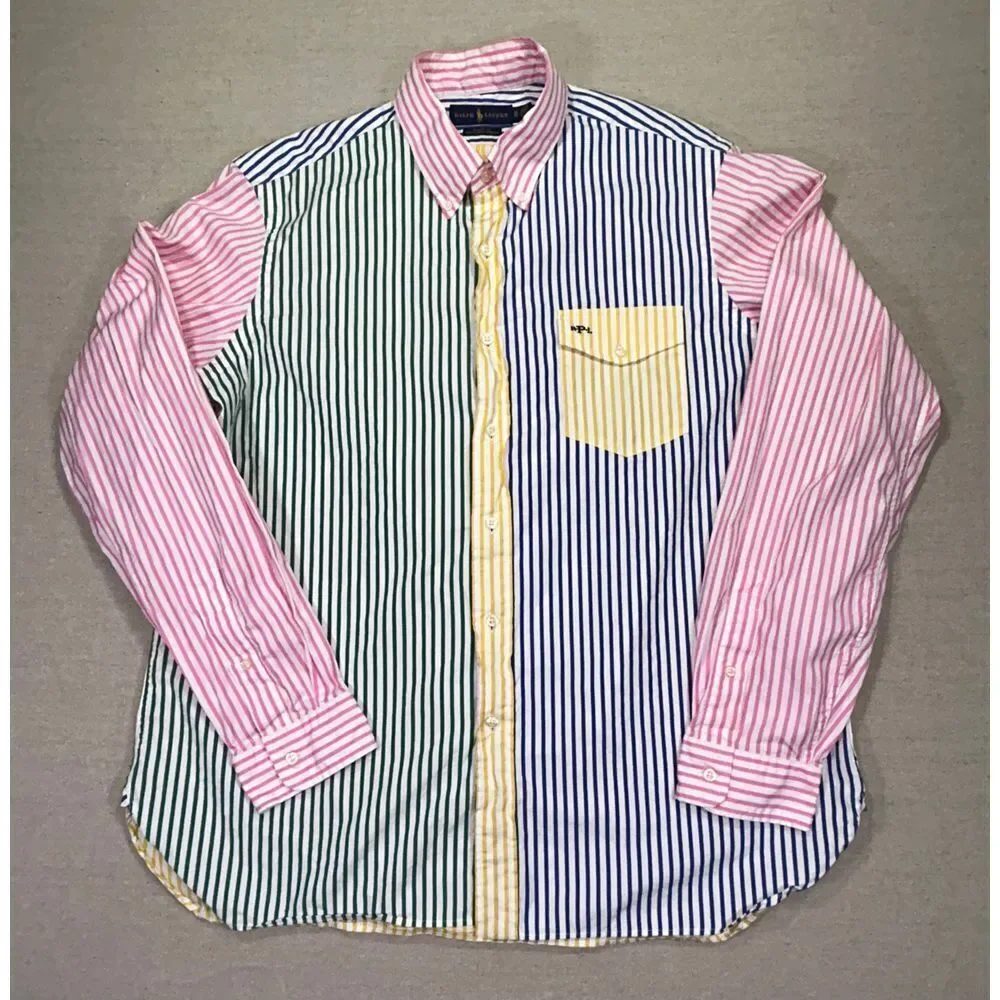 Ralph Lauren Men's XL Color-Block Stripe Stretch Classic Fit Button Shirt - Picture 9 of 9